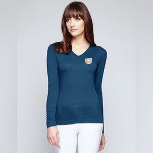 Noel Asmar Equestrian Merino Wool V Neck Pullover Sweater Shirt Womens Size XL